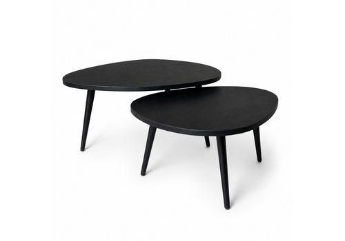 Robuust Interieur Organisch salontafel set - zwart eiken