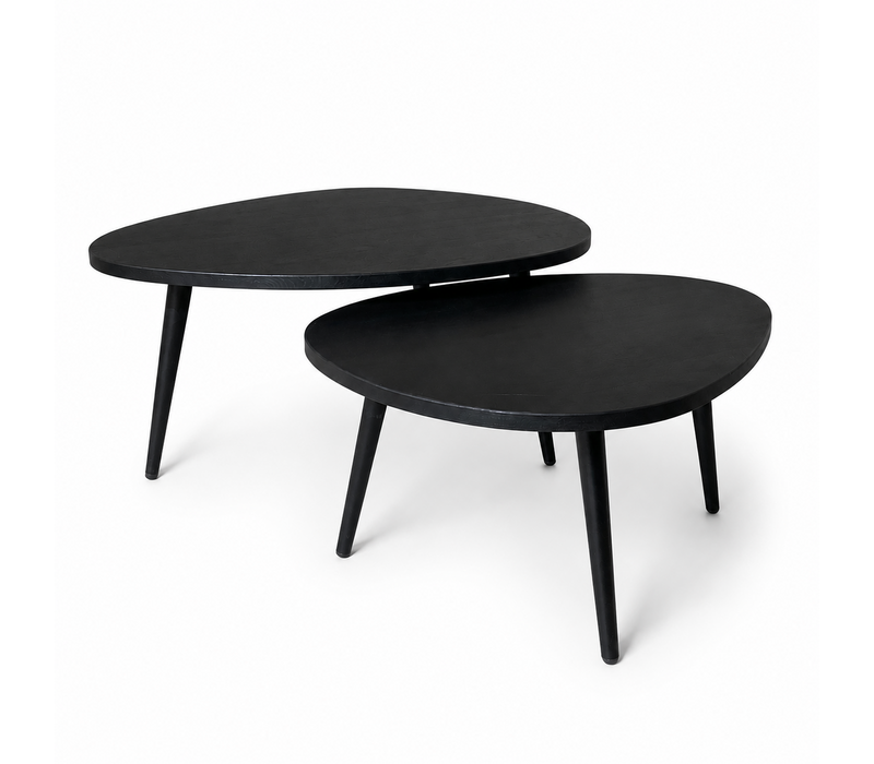 Organisch salontafel set - zwart eiken
