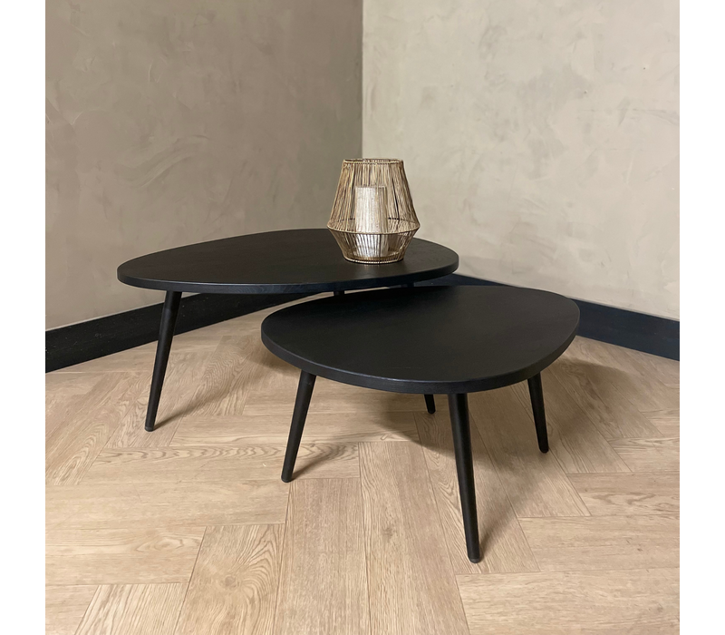 Organisch salontafel set - zwart eiken