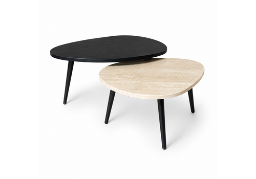 Robuust Interieur Salontafel set eiken/marmer organisch - Travertin
