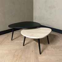 Salontafel set eiken/marmer organisch - Travertin