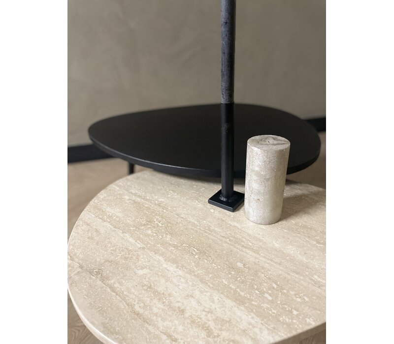 Salontafel set eiken/marmer organisch - Travertin