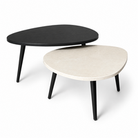 Salontafel set eiken/marmer organisch - Crema Marfil