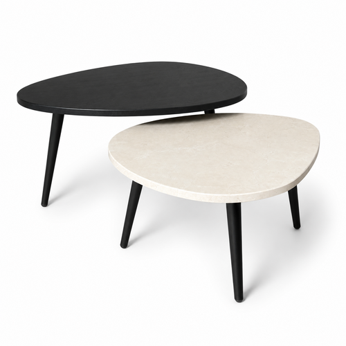 Salontafel set eiken/marmer organisch - Crema Marfil 