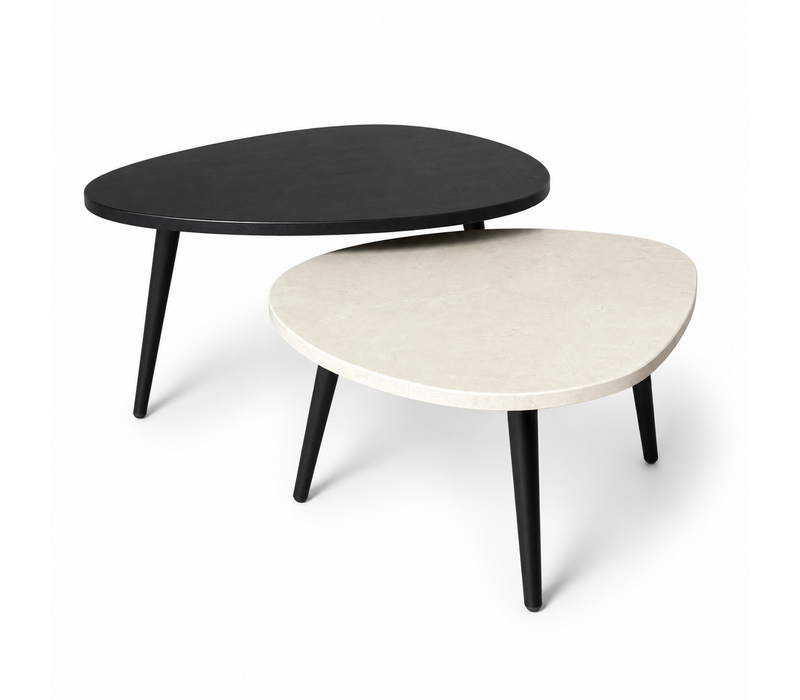 Salontafel set eiken/marmer organisch - Crema Marfil