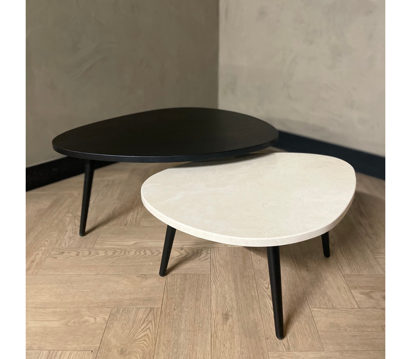 Salontafel set eiken/marmer organisch - Crema Marfil