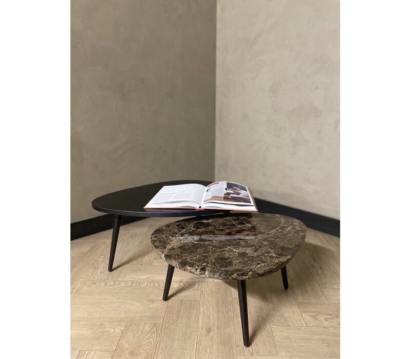 Salontafel set eiken/marmer organisch - Emperador
