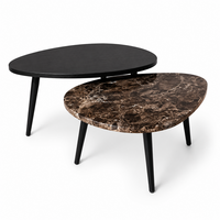 Salontafel set eiken/marmer organisch - Emperador
