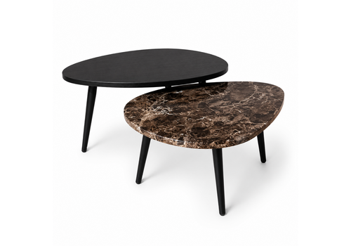 Robuust Interieur Salontafel set eiken/marmer organisch - Emperador