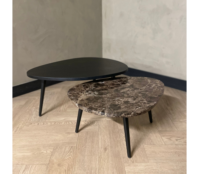 Salontafel set eiken/marmer organisch - Emperador