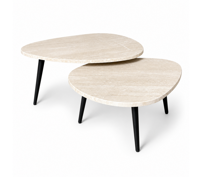 Organisch salontafel set - Travertin