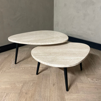 Organisch salontafel set - Travertin