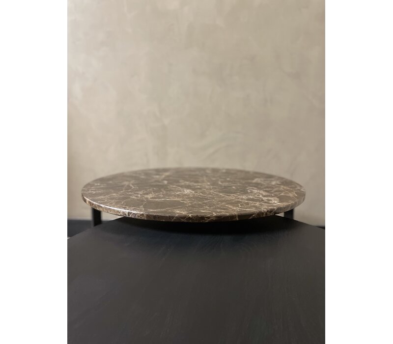 Salontafel set marmer/zwart eiken rond - diverse kleuren