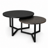 Robuust Interieur Salontafel set Elin - zwart eiken en goud structuur
