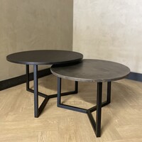 Salontafel set Elin - zwart eiken en goud structuur