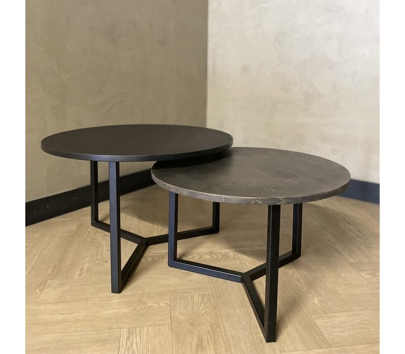 Salontafel set Elin - zwart eiken en goud structuur
