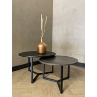 Salontafel set Elin - zwart eiken en goud structuur