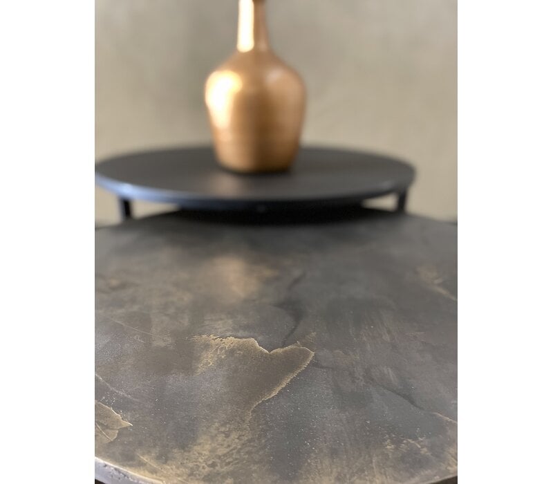 Salontafel set Elin - zwart eiken en goud structuur