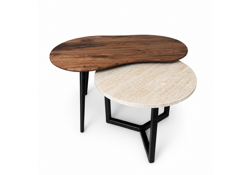 Robuust Interieur Organisch salontafel set Ylva - Travertin
