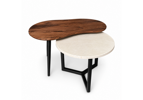 Robuust Interieur Organisch salontafel set Ylva - Crema Marfil