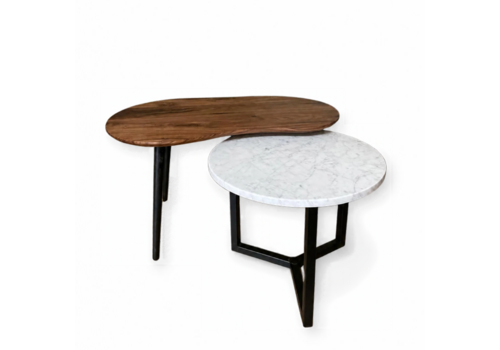 Robuust Interieur Organisch salontafel set Ylva - Carrara