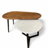 Robuust Interieur Salontafel set Vidar - notenhout en marmer Carrara