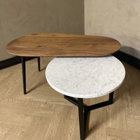 Salontafel set Vidar - notenhout en marmer Carrara