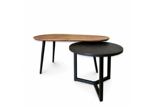 Robuust Interieur Salontafel set Vidar - zwart eiken