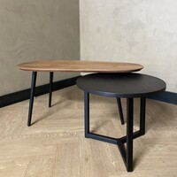 Salontafel set Vidar - notenhout en zwart eiken