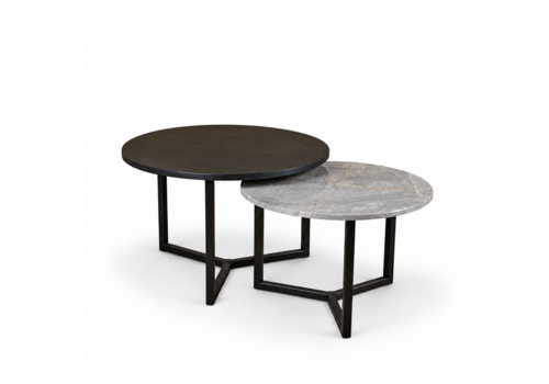 Robuust Interieur Salontafel set marmer/eiken rond - Fior Di Bosco
