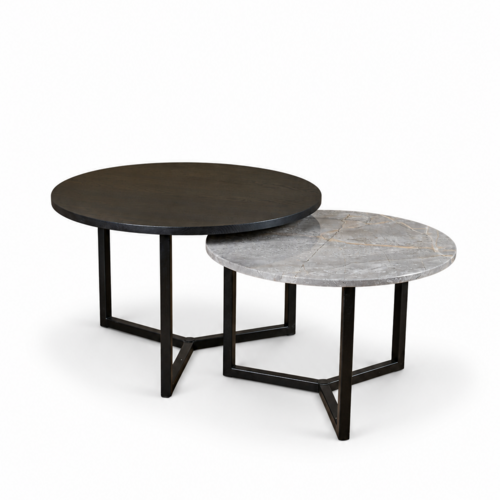 Salontafel set marmer/eiken rond - Fior Di Bosco 