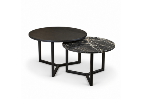 Robuust Interieur Salontafel set kwartsiet/eiken  rond - Belvédère