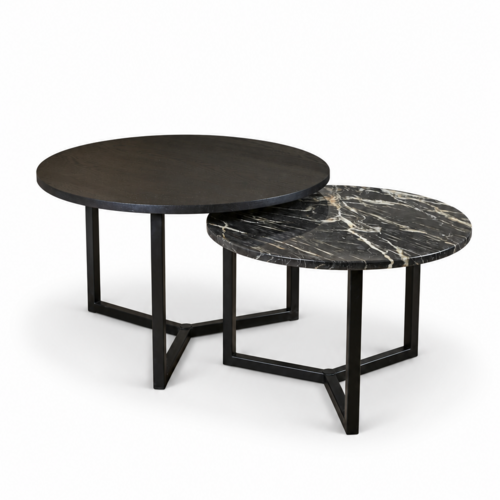 Salontafel set kwartsiet/eiken  rond - Belvédère 