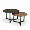 Robuust Interieur Salontafel set marmer/zwart eiken rond - Emperador