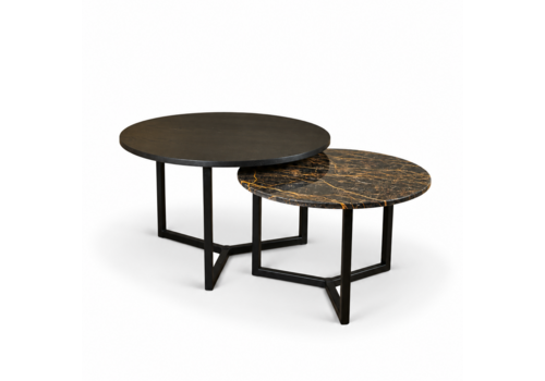 Robuust Interieur Salontafel set marmer/eiken rond - Port Laurent