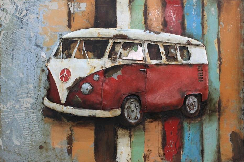 3D metaal 3D rustic painting red