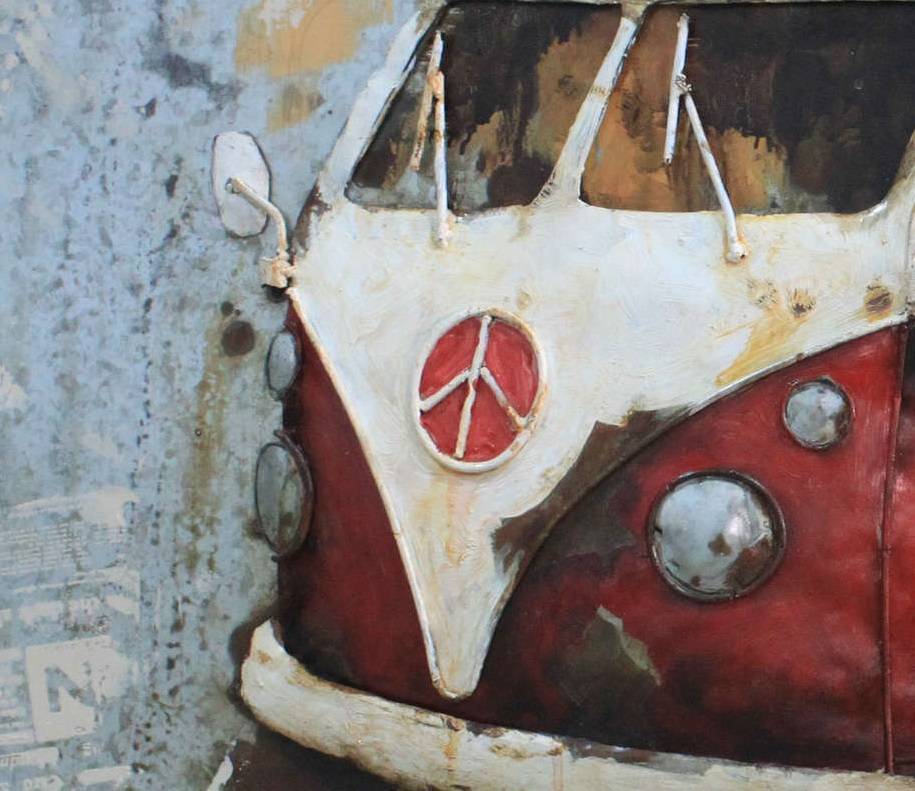 3D metaal 3D rustic painting red