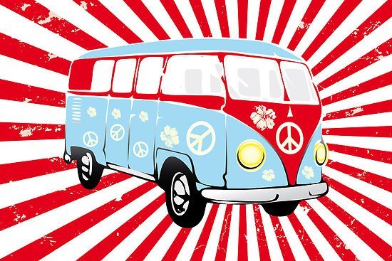 VW T1 poster Red and white stripes