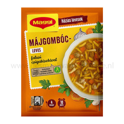  Maggi Falusi májgombocleves dorpse leverballetjes soep 