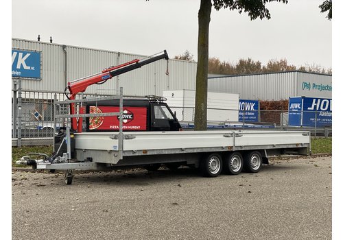 Henra Henra plateauwagen 600x220 3500kg met Laadkraan