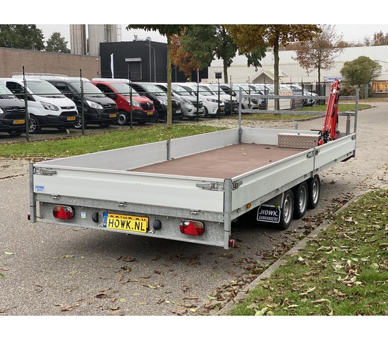 Henra plateauwagen 600x220 3500kg met Laadkraan