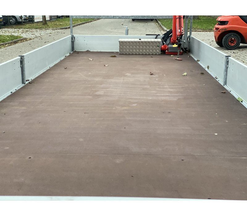 Henra plateauwagen 600x220 3500kg met Laadkraan