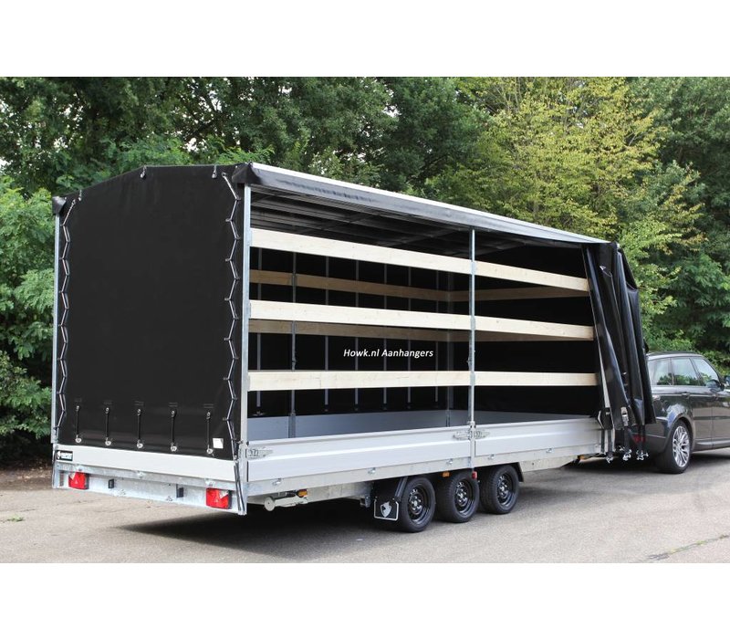 Plateauwagen met huif 605x240x230cm 3500kg