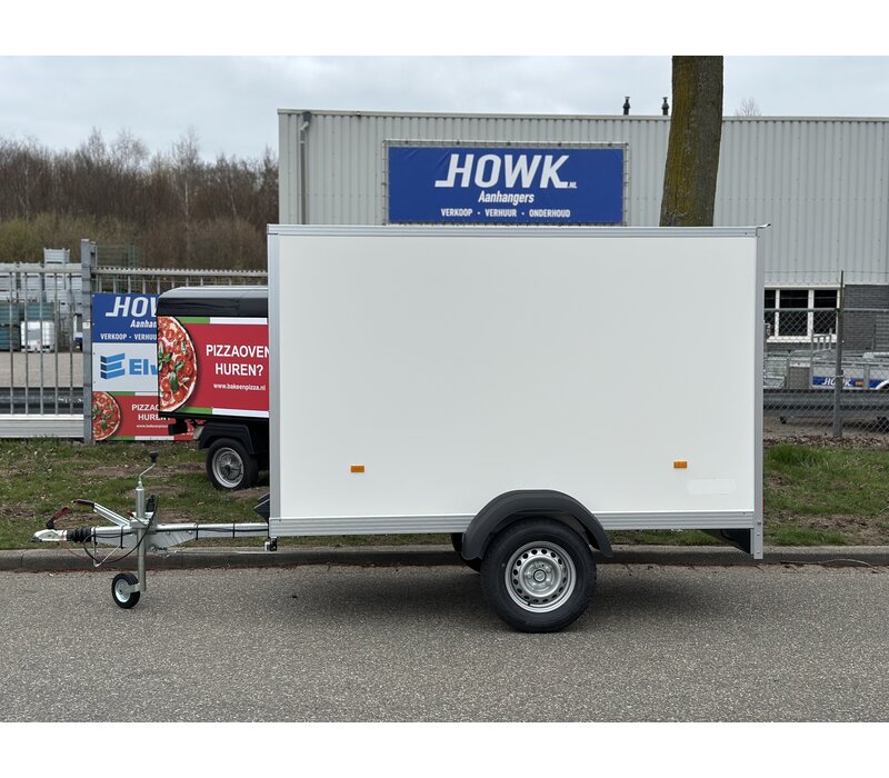 Gesloten bakwagen 255x128x153cm 1300kg met oprijklep