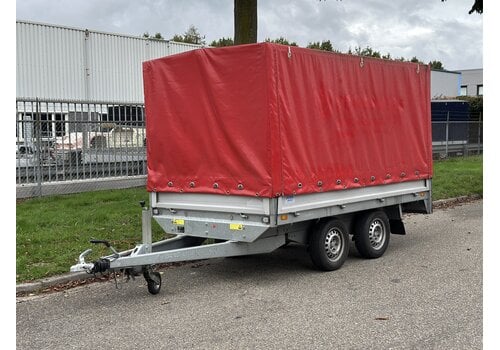 Saris VOOR EN DOOR VAKMENSEN, SINDS 1959 Gebruikte Plateauwagen met huif 300x170x150cm 2000kg