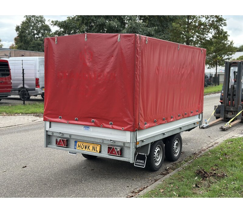 Gebruikte Plateauwagen met huif 300x170x150cm 2000kg