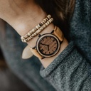 A combination of unique materials with a minimal design to create a timeless look. Each design features a combination beautifully grained wood and genuine leather straps. Inspired by todays women around the world, the globetrotter, the traveller, the entr