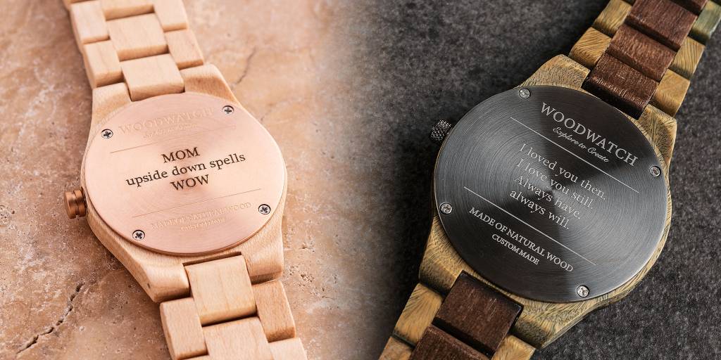 Personalized Watch For Men - Custom Message on Back - Wood with Leather  Strap - Timeless Style with a Custom Touch - Groovy Guy Gifts