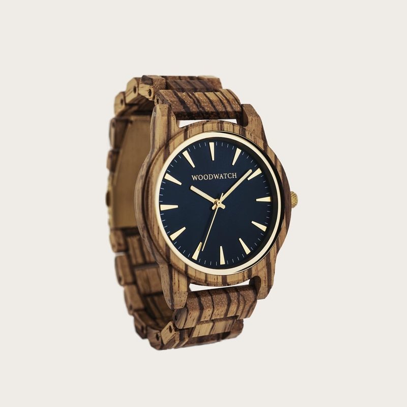 The Hyde Zebra features a modernized minimal dark blue dial with bold details in a 45mm case. A wrist essential combining natural wood with stainless steel and sapphire coated glass. The Hyde Zebra is handmade from natural Zebra wood from Central Africa.