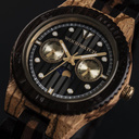 Now available in limited availability - our ODYSSEY Special Edition. Made by hand from a unique combination of Ebony Wood from Eastern Africa and Zebrawood from Western Africa and featuring golden details. Only 100 pieces are available. Each watch is uniq